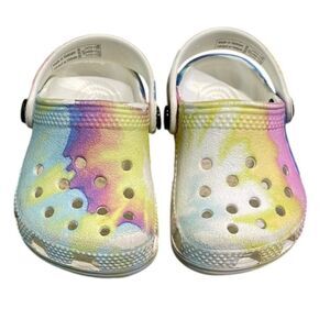 CROCS White Pastel Tie Dye Clog Sandal Shoes Unisex Toddler C2/3